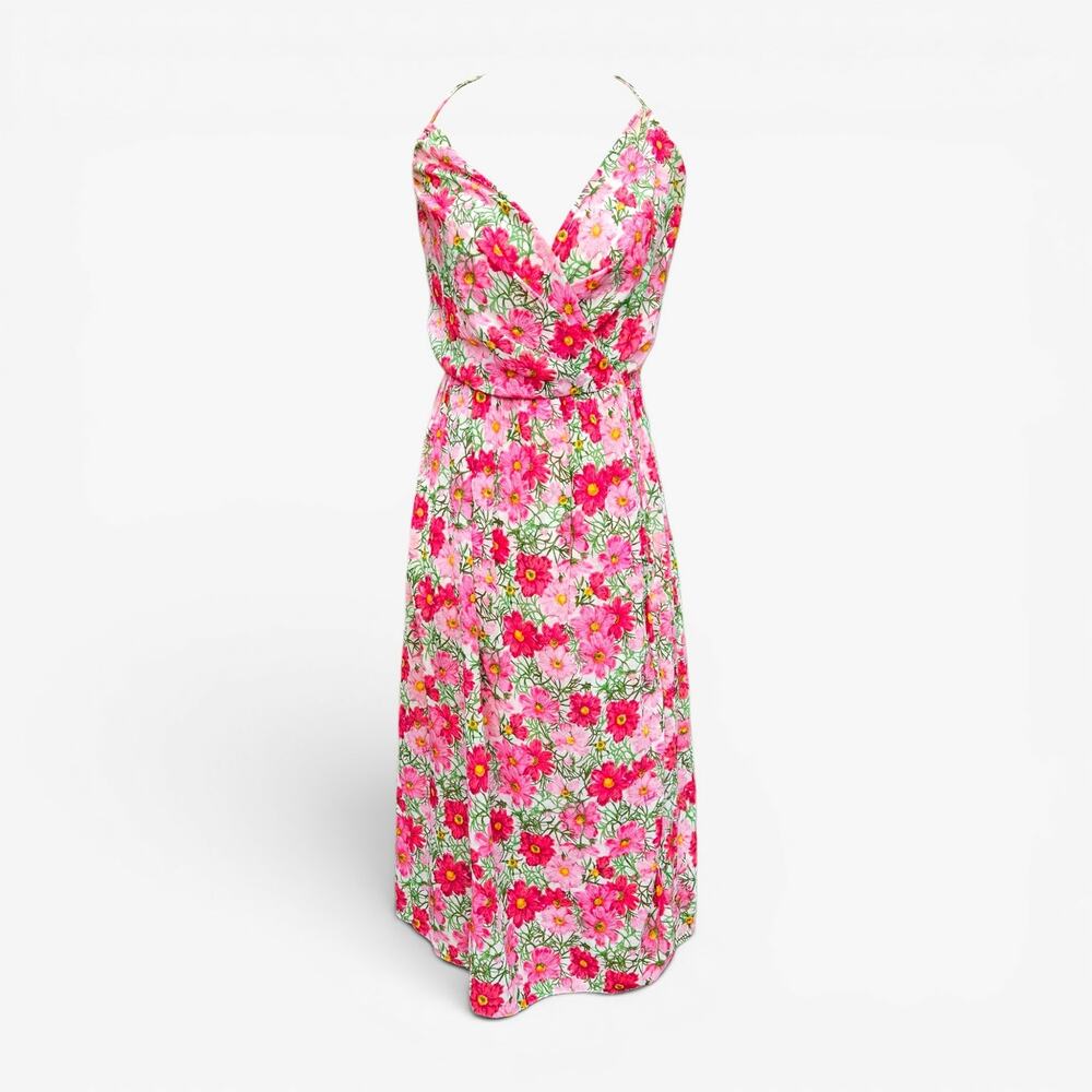 Euro Wrap Dress Halter Handmade Floral Knee-Length- XS